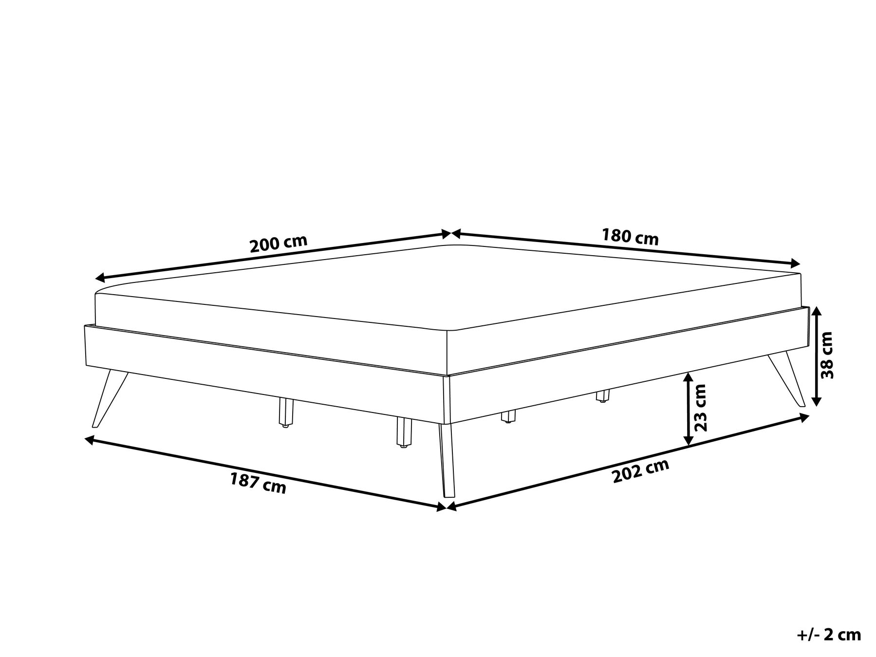 Bed without Headboard BERRIC 180 x 200 cm (EU Super King) Dark Ash Wood_739279