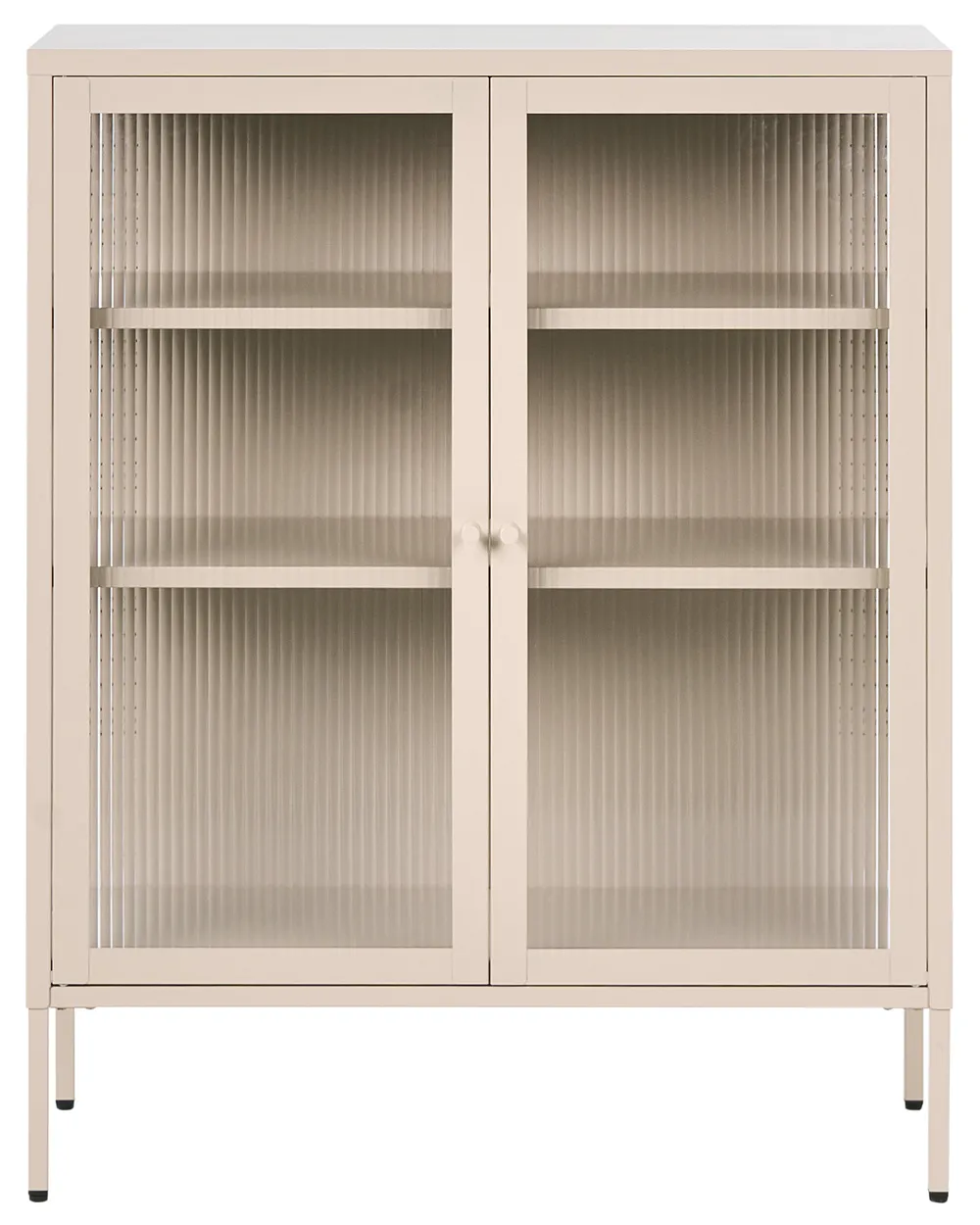 Sideboard mit Glastüren LERRYN 90 cm Metall Beige_1068966