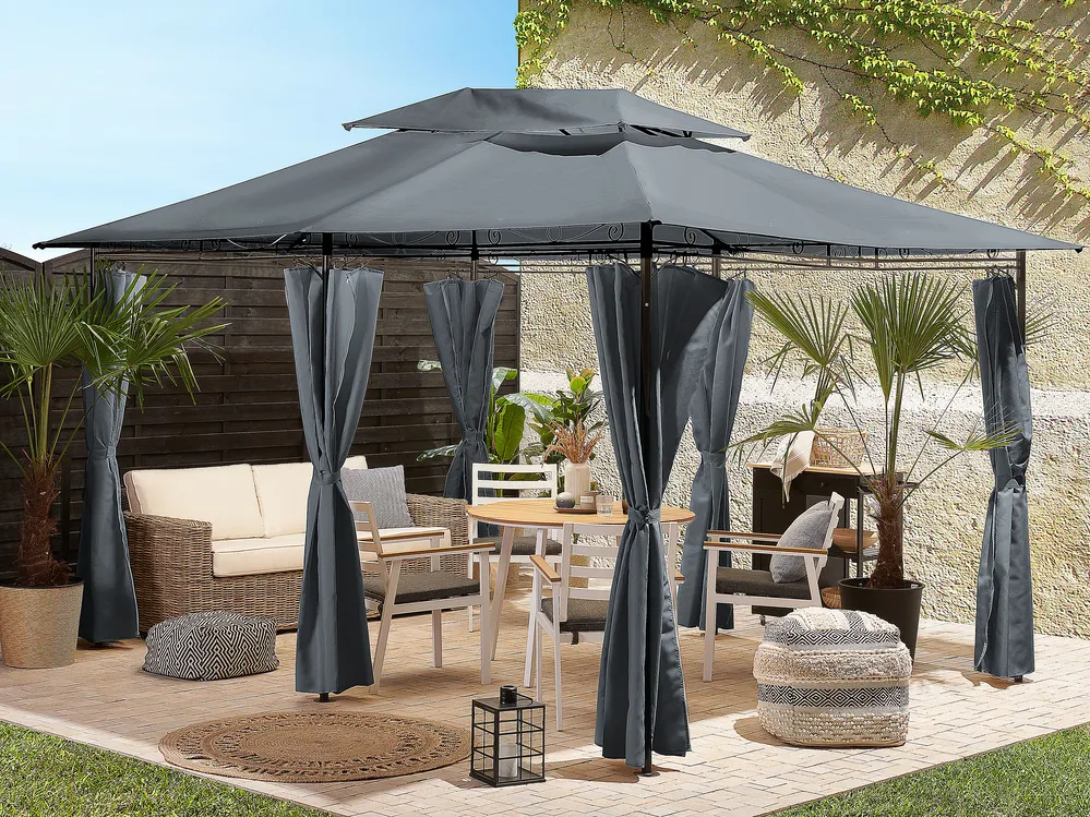 Gazebo COLOS 400 cm 300 cm Metal Graphite Grey