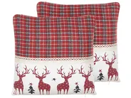 Dekokissen 2er Set ROBBIE 45 x 45 cm Rot Weihnachtsmotiv_814077