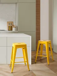Set of 2 Bar Stools CABRILLO Metal Yellow_701261
