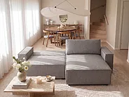 Eckschlafsofa KARILA mit Stauraum Stoff Grau linksseitig_1154546