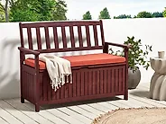 Garden Bench with Cushion SOVANA 120 cm with Storage Acacia Wood Red_1187955