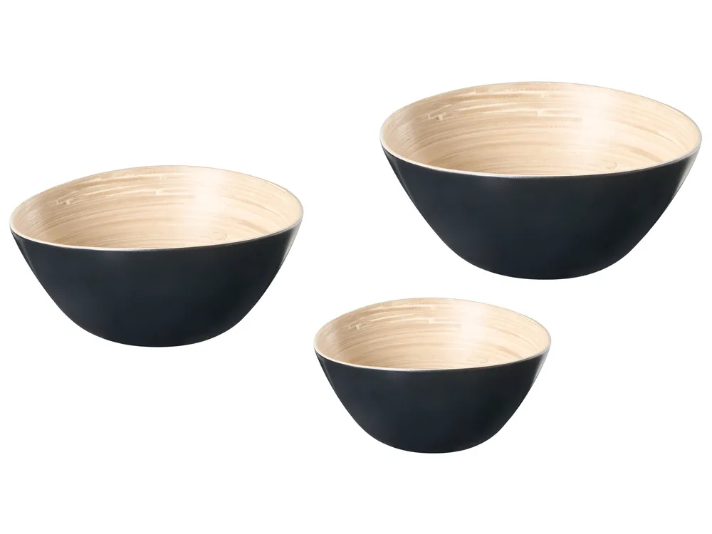 Dekoschalen 3er Set BONHEUR Bambus Schwarz
