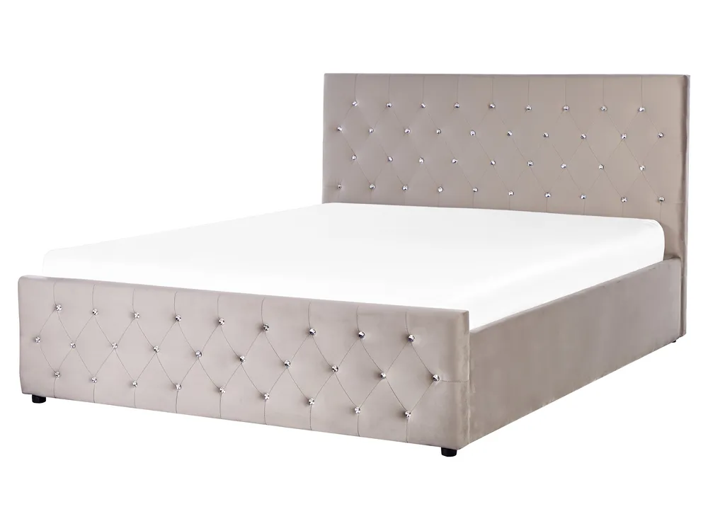 Bett mit Stauraum AMIENS Samtstoff Taupe 160 x 200 cm_914351
