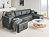 U-Shape Sofa Bed 5 Seater SOMMEN with Storage Fabric Dark Grey