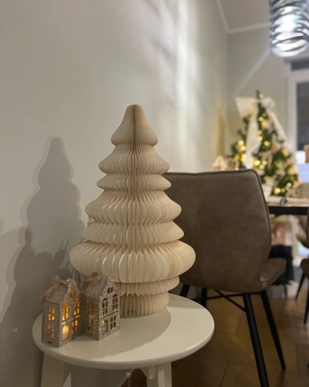 Weihnachtsdekoration Tischlampe DREVJA 51 cm Weihnachtsbaum Beige_1051717