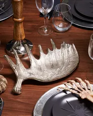 Trinket Dish Moose Antler CARTHAGE Metal Silver_878841