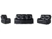 Sofa Set manuell verstellbar 6-Sitzer BERGEN Kunstleder Schwarz_1060563