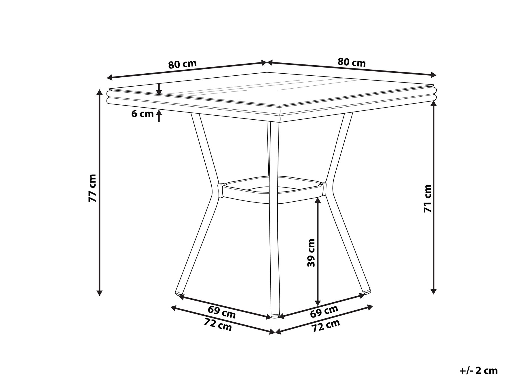 Bistro Table CASPRI 80 cm 80 cm PE Rattan Blue/ White_1090654