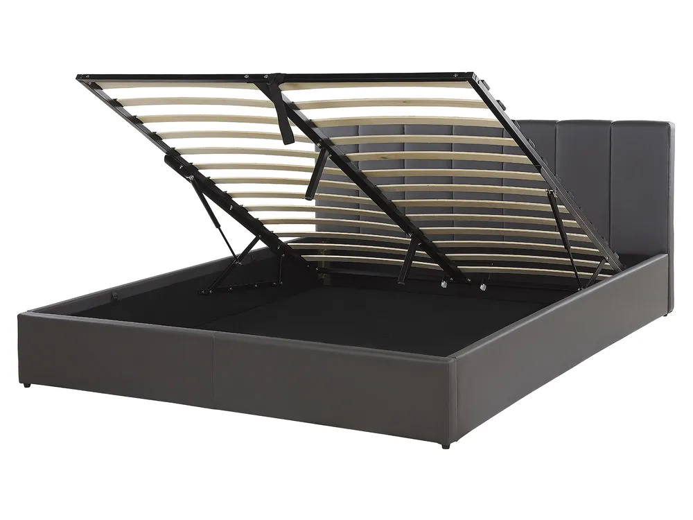 Bett mit Stauraum DREUX Kunstleder Dunkelgrau 160 x 200 cm