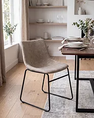 Set of 2 Dining Chairs BATAVIA Fabric Beige_1151298