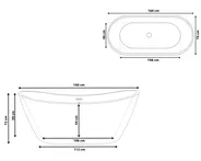 Freistehende Badewanne ANTIGUA 160 x 76 cm Schwarz_798085