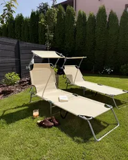 Sonnenliege FOLIGNO mit Relaxfunktion Metall Beige_1085796