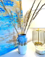 Blumenvase GERRHA 25 cm Steinzeug Hellblau_845751