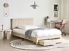 Bett mit Schubladen LONZAC Samtstoff Beige 120 x 200 cm