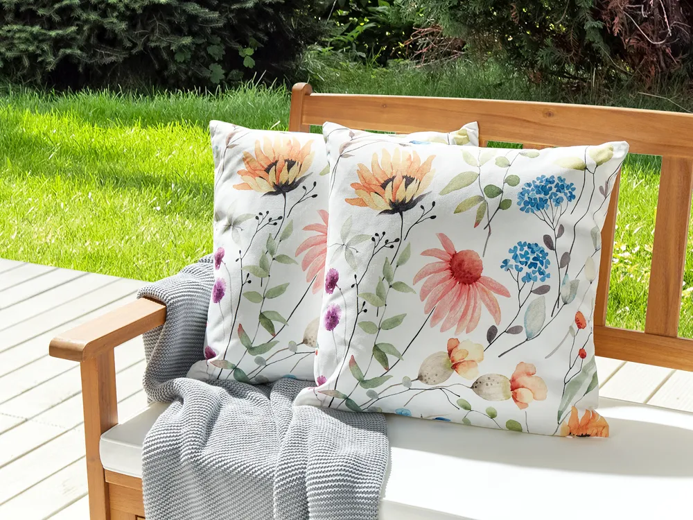 Gartenkissen 2er Set MONESI Blumenmuster 45 x 45 cm Bunt