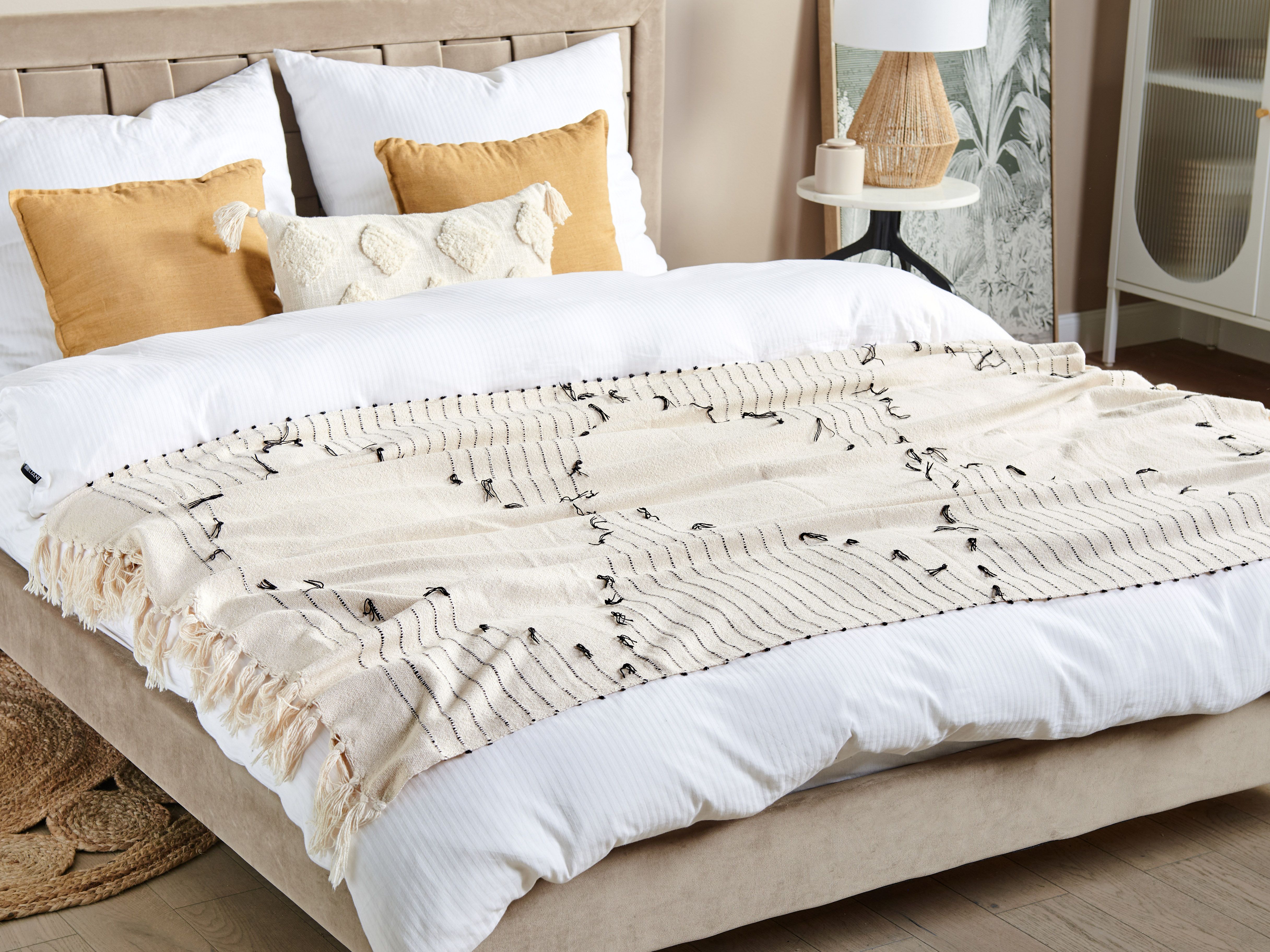Kuscheldecke ULUYOL Baumwolle 130 x 170 cm Beige_1182568