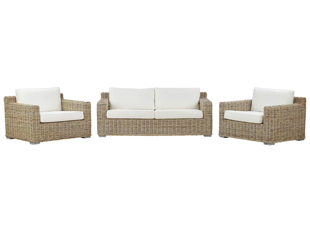 Gartensofa Set 4-Sitzer ARDEA Rattan Hellbraun