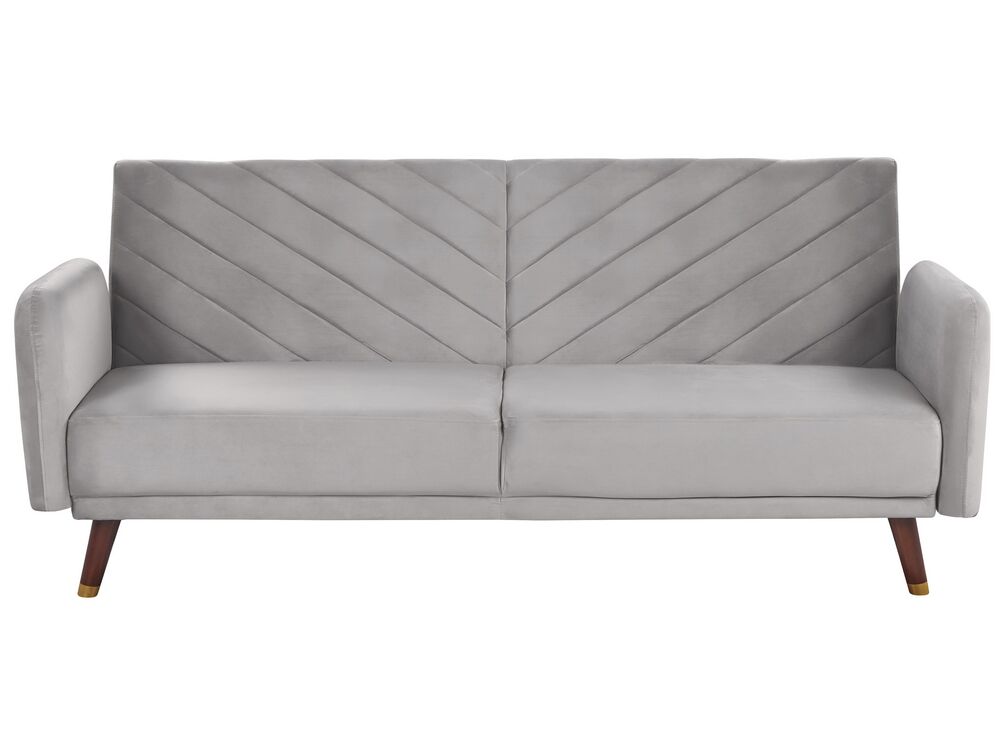 Sofa Bed 3 Seater SENJA Velvet Light Grey