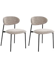 Set of 2 Dining Chairs COWLEY Chenille Taupe_1040060
