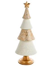 Weihnachtsdekoration 2er Set ASPO 32/41 cm Weihnachtsbaum Cremeweiß / Gold_1175717