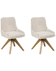Esszimmerstuhl 2er Set drehbar DORRIS Stoff Hellbeige_1038154