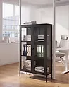 Vitrine mit Glastüren NASH 90 cm Metall Schwarz
