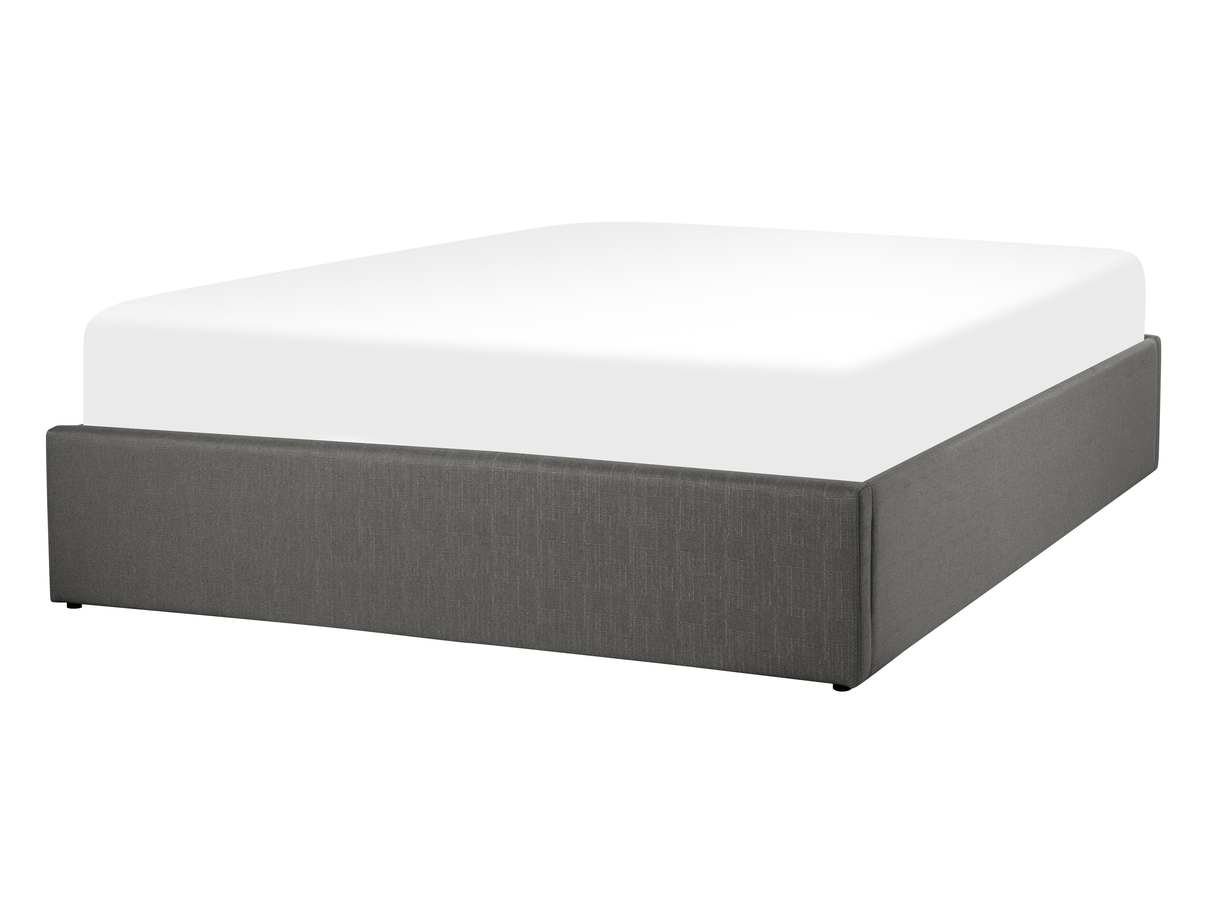 Ottoman Bed without Headboard DINAN Fabric Dark Grey 140 x 200 cm (EU Double)_759545