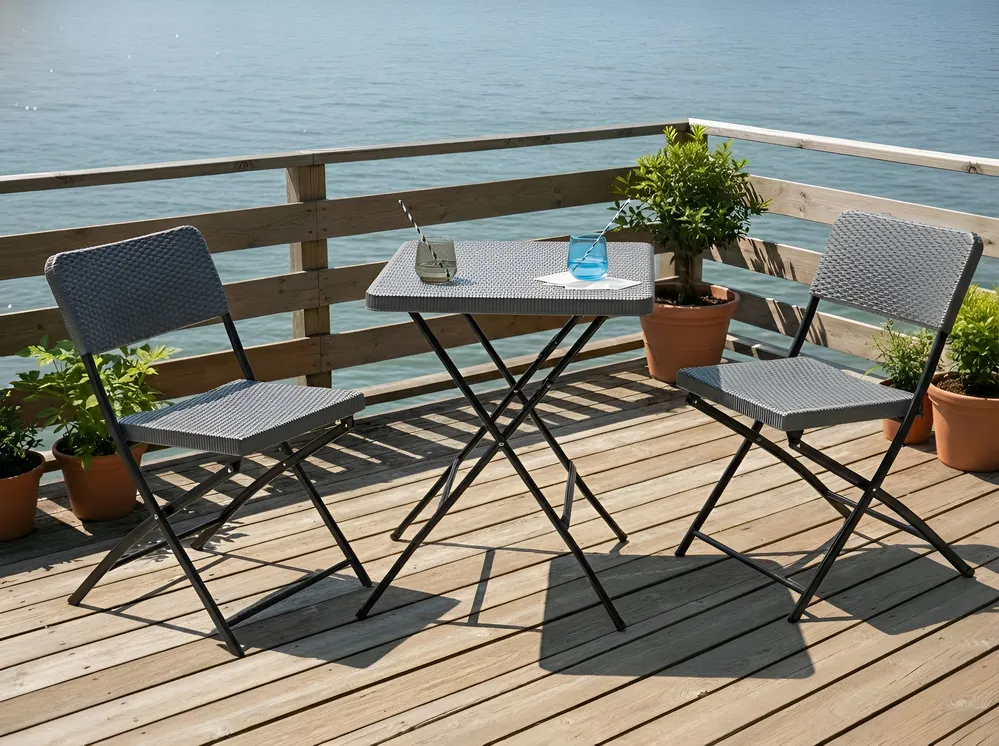 Bistro Set Folding TRAPPETO Grey