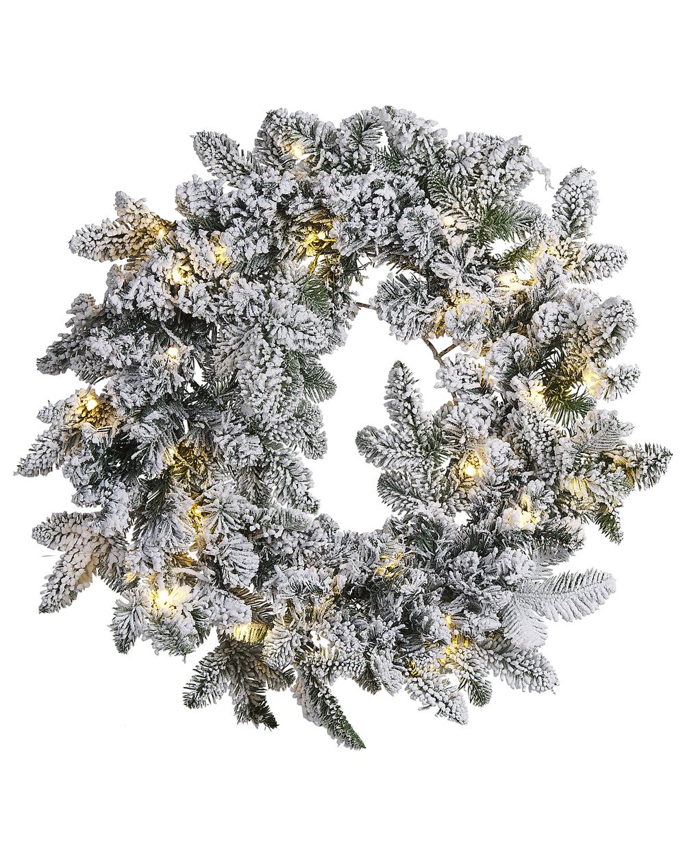 Besneeuwde kerstkrans LED SUNDO 70 cm Wit