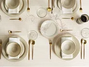 Tafelservice 12-teilig CHERVIL Steinzeug Hellbeige_956505