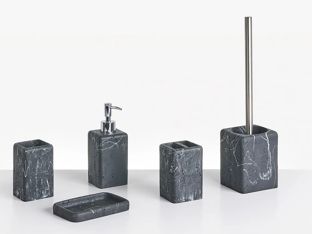 Badaccessoires Set 5-teilig VILCANOTA Schwarzer Marmor