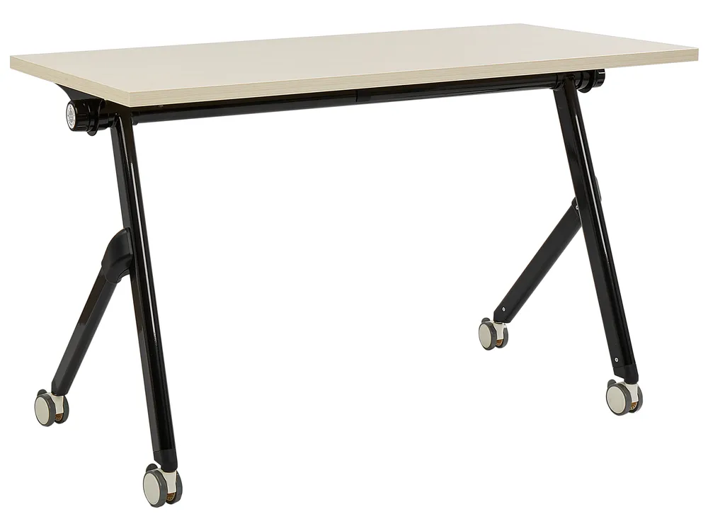 Zusammenklappbarer Schreibtisch BENDI Hellbraun 120 cm 60 cm mit Rädern ...