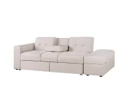 Schlafsofa 3-Sitzer FALSTER mit Stauraum Stoff Beige_751397