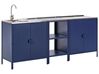 Outdoor-Küche 3er Set mit Spüle VILAMA Blau Metall