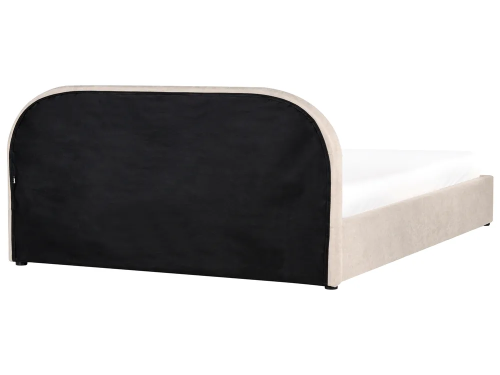 Ottoman Bed QUILLIEN Chenille Light Beige 180 x 200 cm (EU Super King)_989536