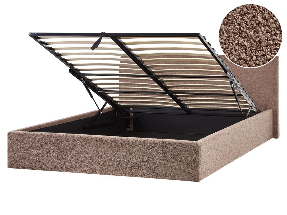 Bett mit Stauraum ORBEY Bouclé Braun 160 x 200 cm
