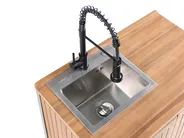 Outdoor-Küche 3er Set mit Spüle IVREA Braun / Schwarz zertifiziertes Akazienholz_988410