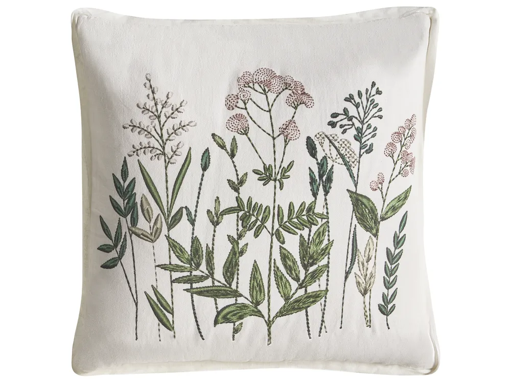 Dekokissen 2er Set FERNA 45 x 45 cm Baumwolle Weiß / Beige Blumenmuster_1041027
