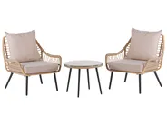 Bistro Set inkl. Kissen LAURETO Polyrattan Naturfarben_812198