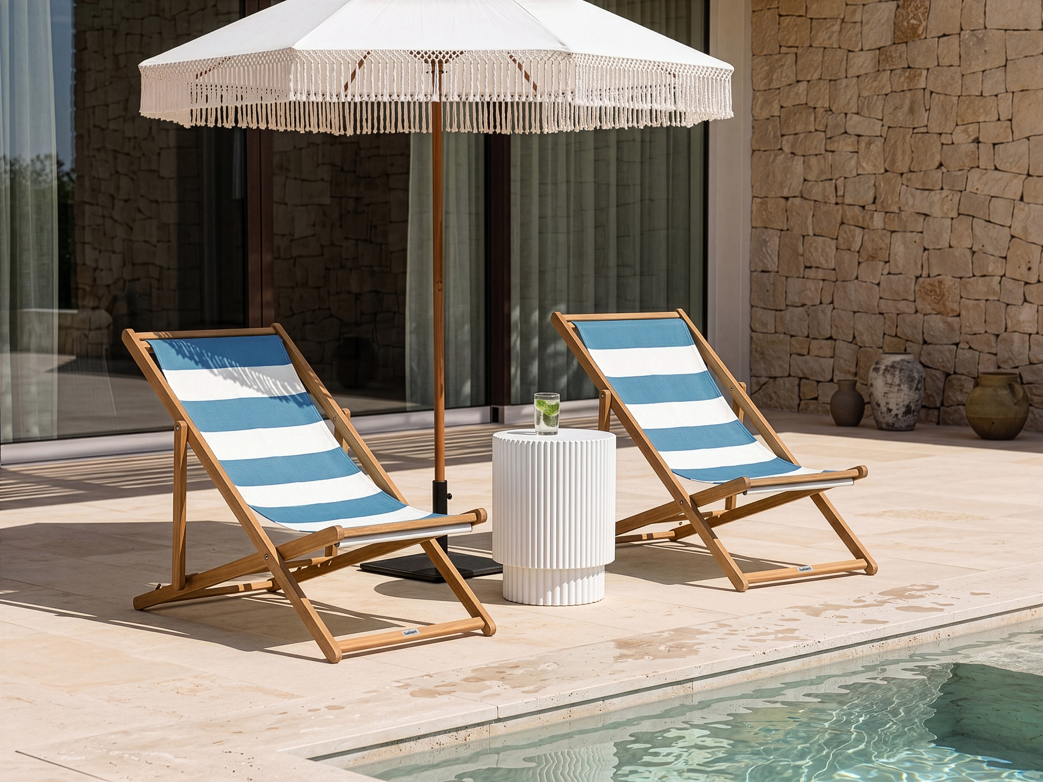 Ersatzstoff für Sonnenliege 2er Set ANZIO/AVELLINO 113 x 44 cm Türkis