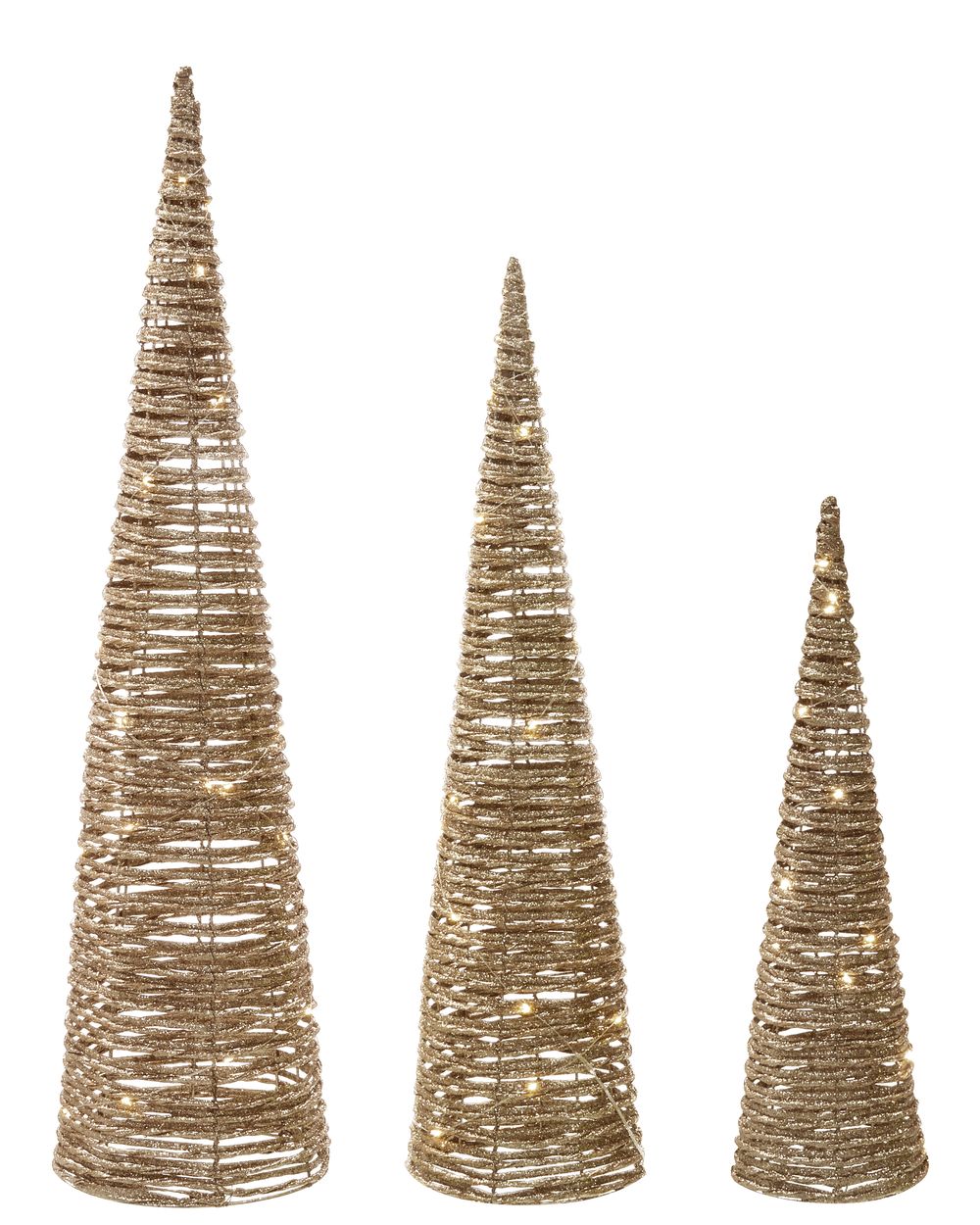 Set van 3 kerstdecoraties LED TUELSO 60/80/100 cm Kerstboom Goud
