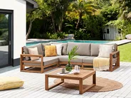 Garten Ecksofa mit Tisch 4-Sitzer TIMOR modular zertifiziertes Akazienholz Hellbraun rechtsseitig_837940