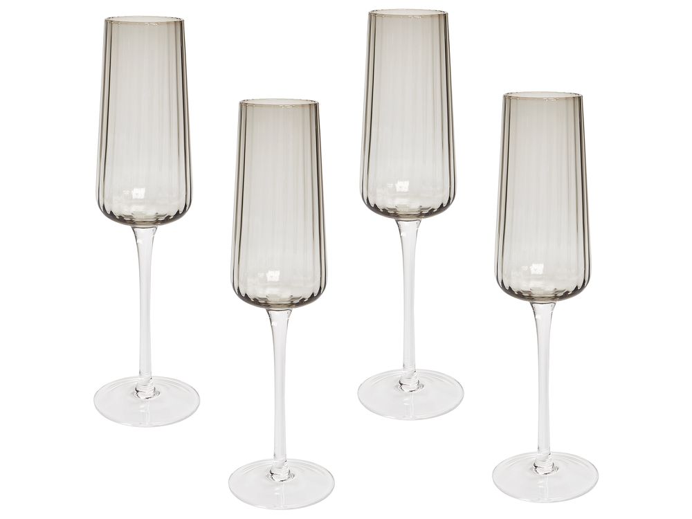 Set of 4 Champagne Flutes QUARTZ 230 ml Grey