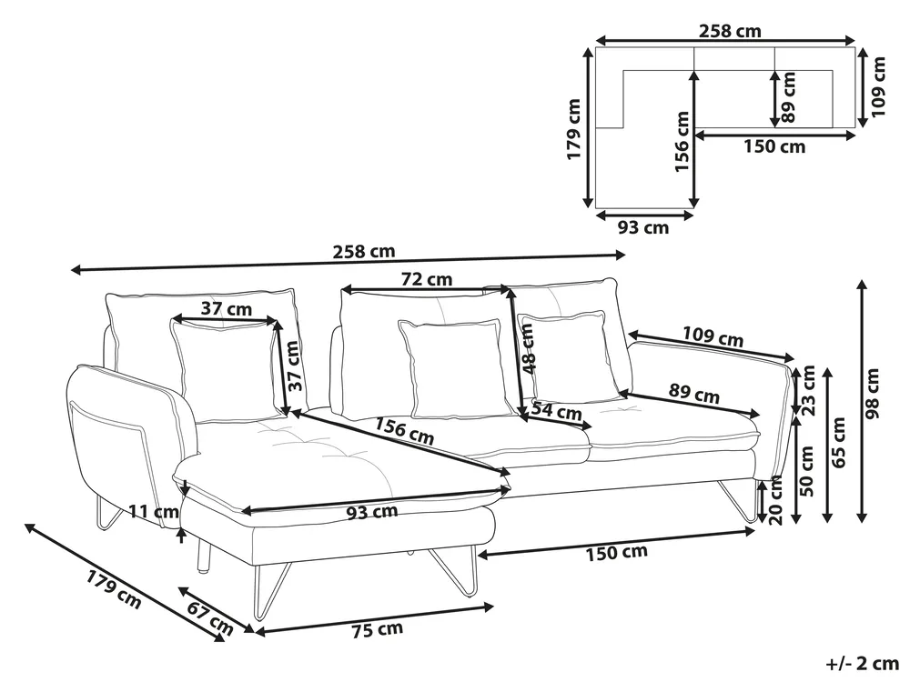 Corner Sofa 3 Seater SERSAN Chenille Beige Right Hand_929139