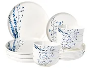 24-Piece Dinnerware Set MAHLEB Porcelain White/Blue_1191967