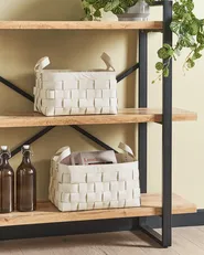 Set of 2 Baskets SIPPAR Faux Leather Beige_954336