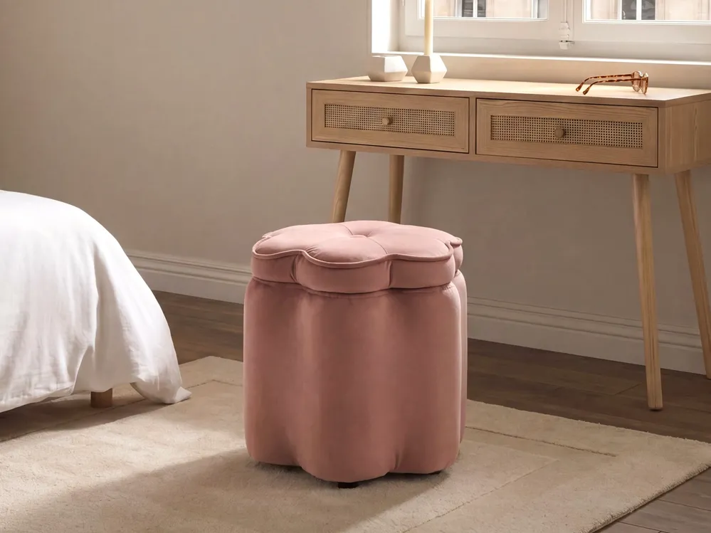 Kids Storage Pouffe FLOWER Flower Velvet Pink_1082015