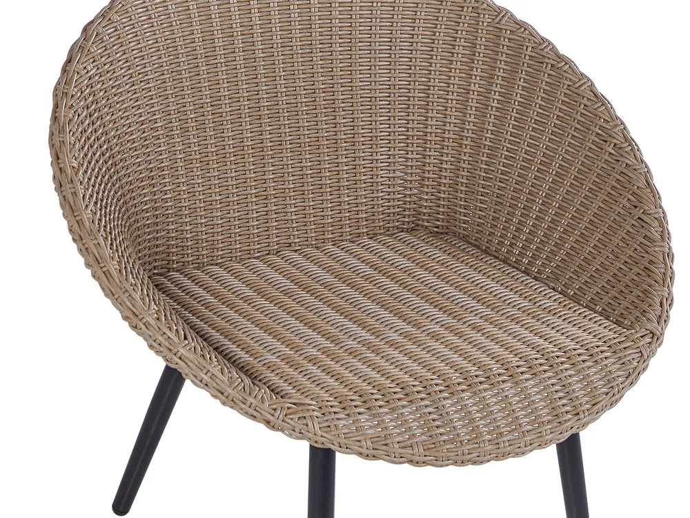 Bistro Set with Cushions ORTIGIA PE Rattan Light Beige Beige_812323
